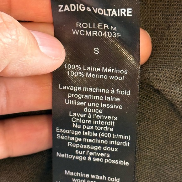 Zadig & Voltaire Roller Khaki Wool Dress with Glitter Star Elbow Patches Small - Picture 10 of 11
